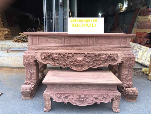 sập thờ gỗ hương đá chân 26