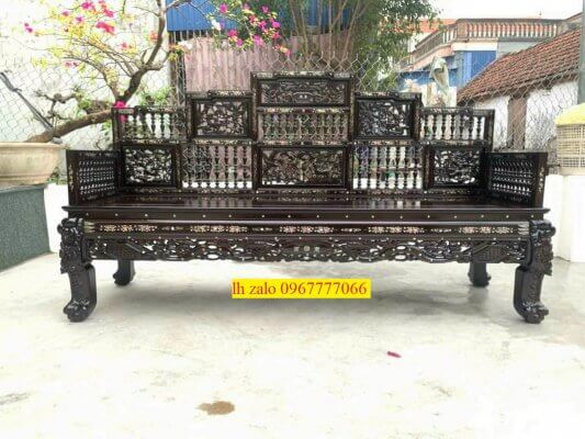 ghế đơn trường kỷ song tiện ngũ sơn khảm ốc