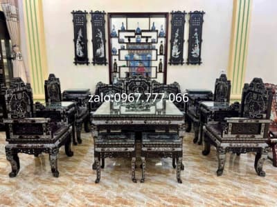 trường kỷ ngũ lân 10 món khảm