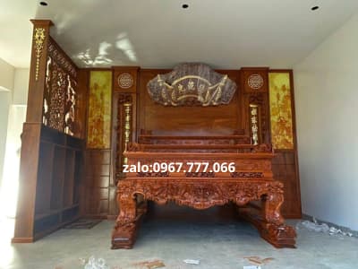 vách thờ gỗ hương đá