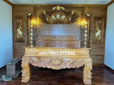 vách thờ gỗ gõ đỏ
