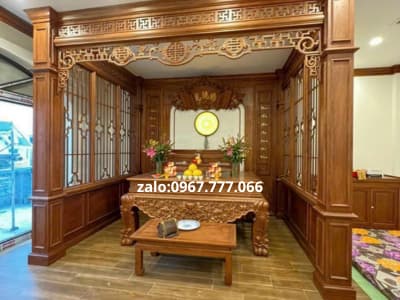 vách thờ gỗ gõ đỏ