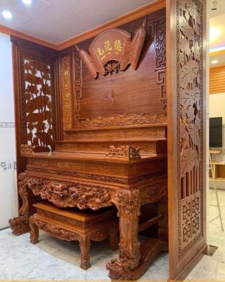 vách thờ gỗ hương đá