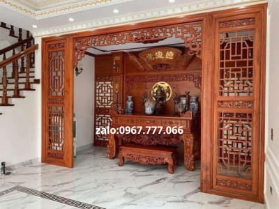vách thờ gỗ hương đá