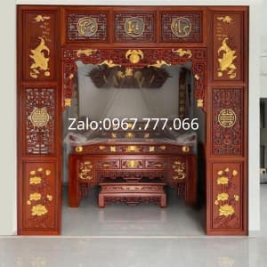 vách thờ gỗ hương đá