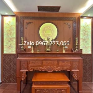 vách thờ gỗ hương đá