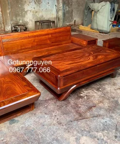 bàn ghế sofa chữ L gỗ hương đá
