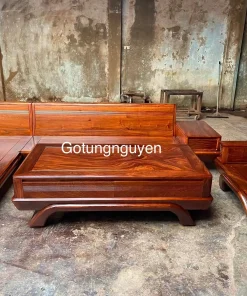 bàn ghế sofa chữ L gỗ hương đá